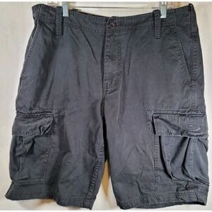 Kirra Cargo Shorts Mens 34W‎ Black Khaki Utility Flat Front Pockets 100% Cotton
